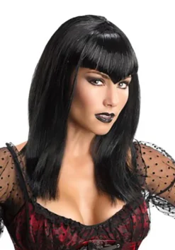 Black Glitter Vampire Adult Wig
