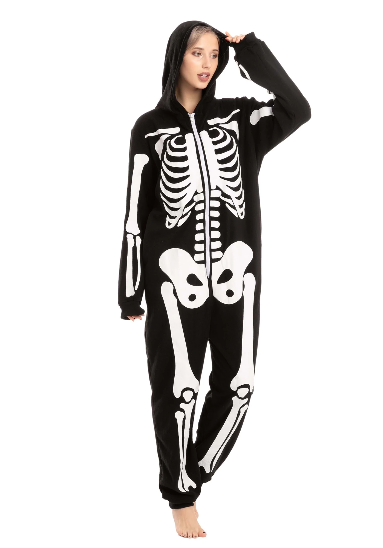 Adult Skeleton Hooded Onesie 4 Adult Skeleton Hooded Onesie - Image 4
