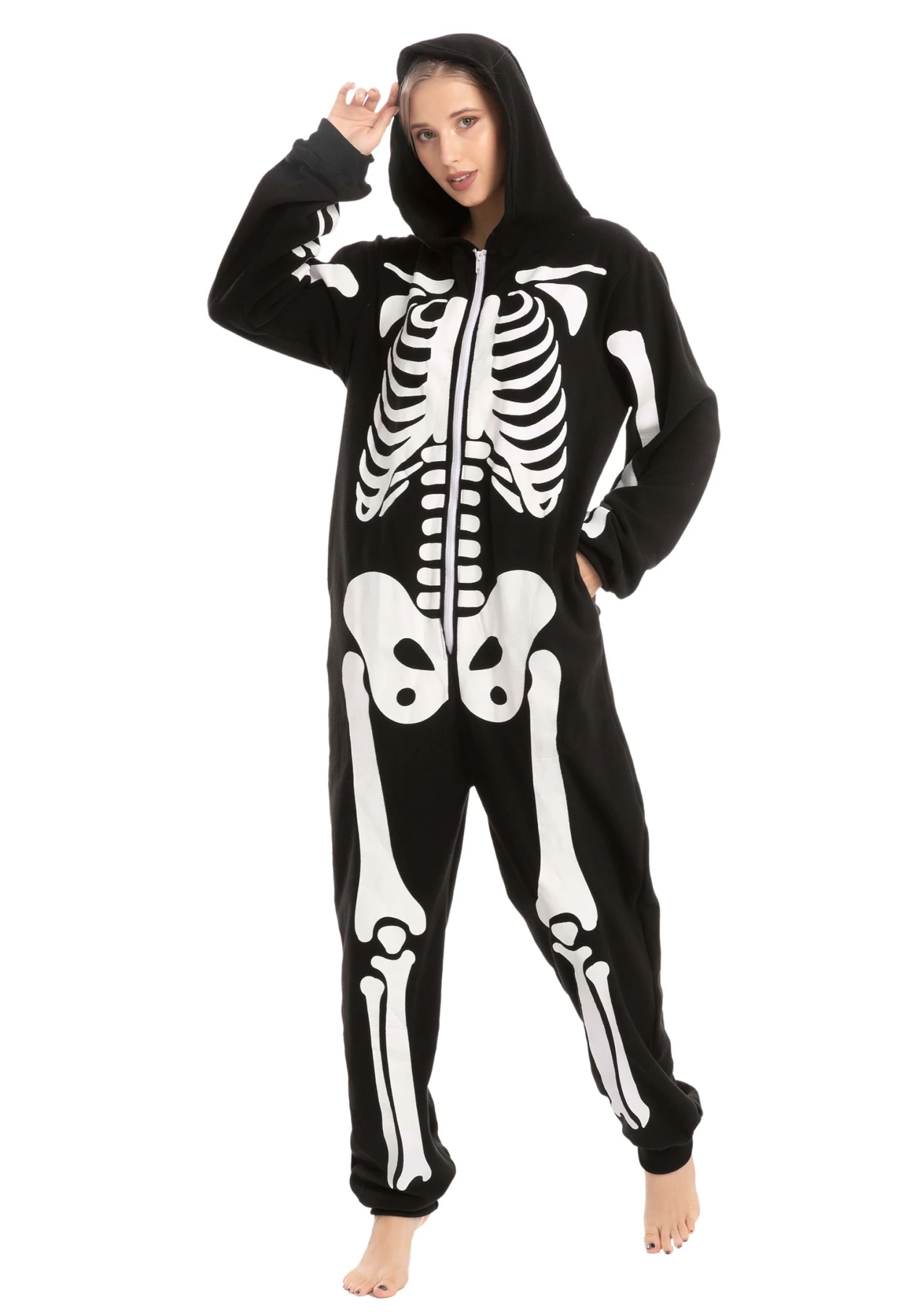 Adult Skeleton Hooded Onesie 5 Adult Skeleton Hooded Onesie - Image 5
