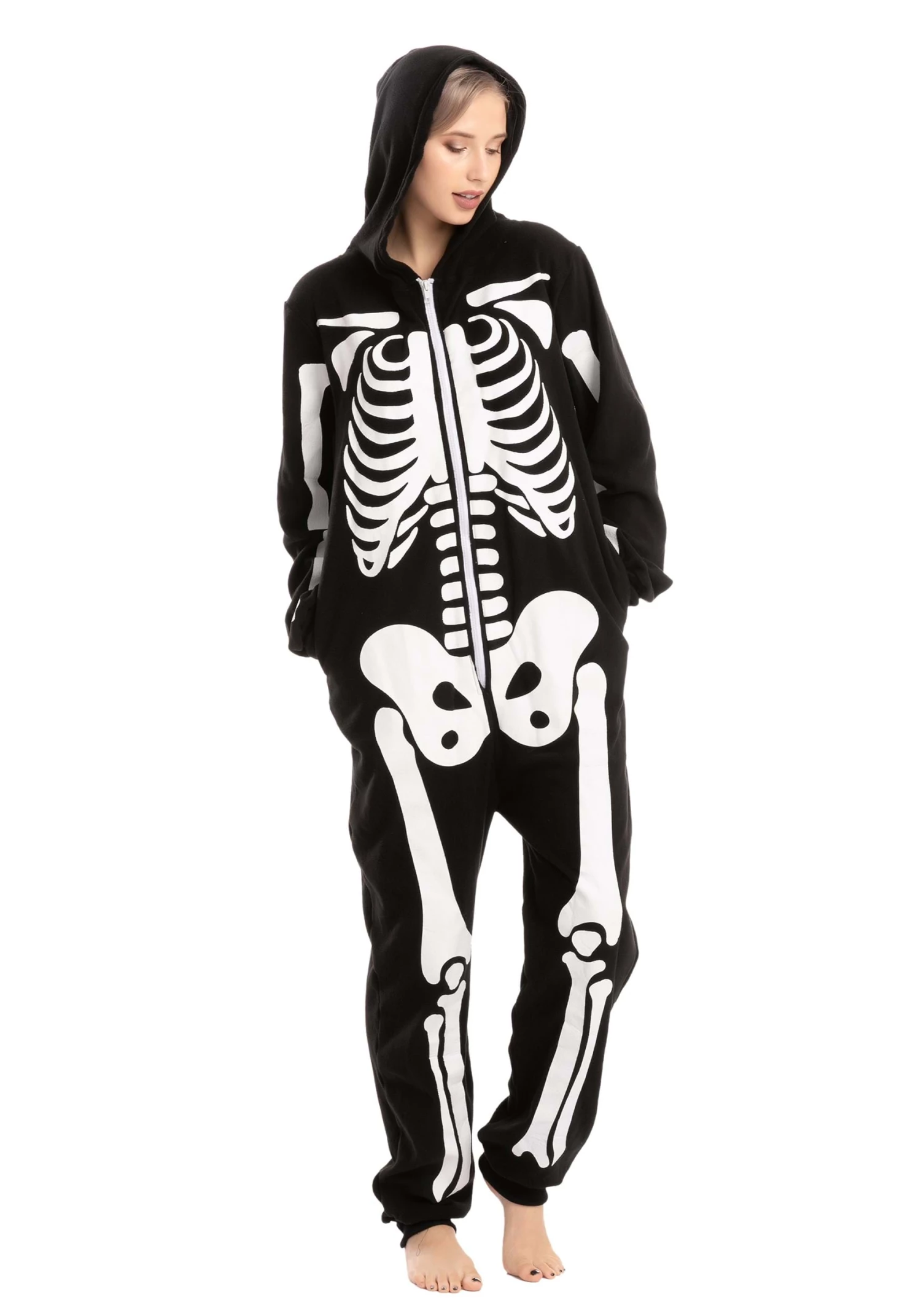 Adult Skeleton Hooded Onesie 1 Adult Skeleton Hooded Onesie