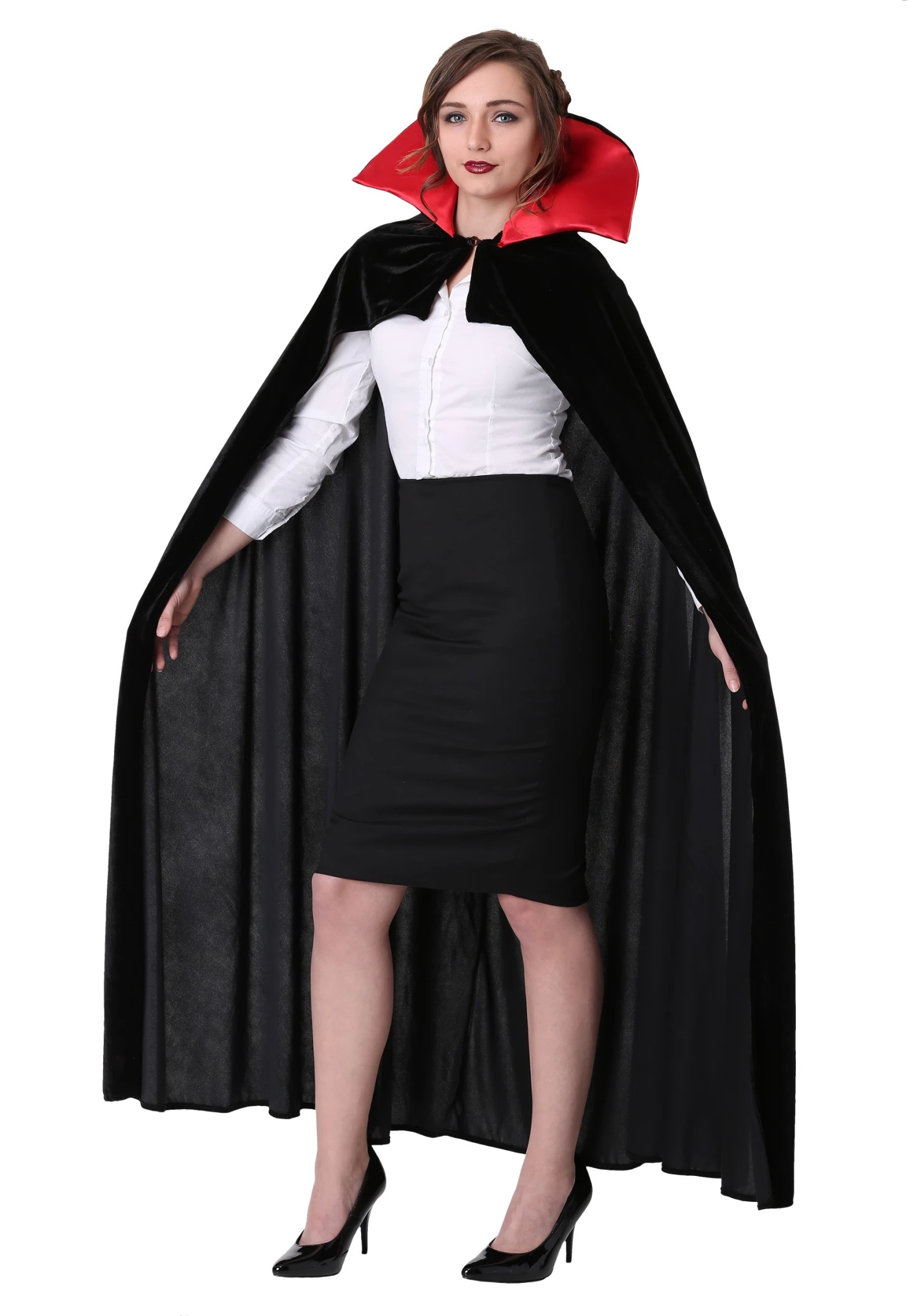 Adult Red Vampire Cloak Costume 2 Adult Red Vampire Cloak Costume - Image 2