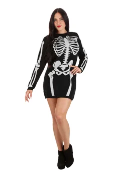 Loose Fit Skeleton Sweater Dress For Women -Forplay Shop adult skeleton loose fit sweater dress alt 4
