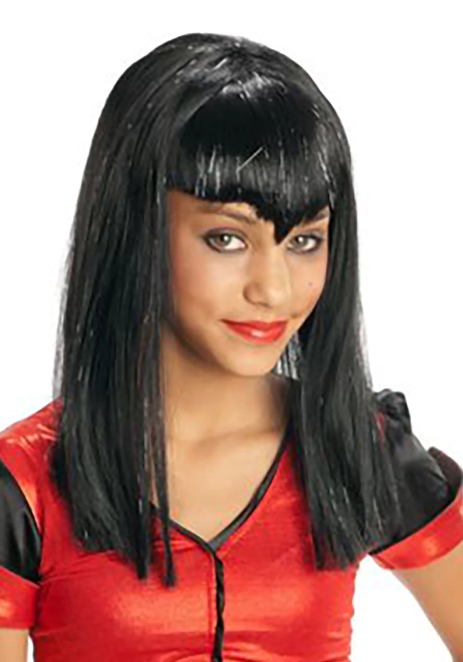 Kid's Black Glitter Vampire Wig 2 Kid's Black Glitter Vampire Wig - Image 2