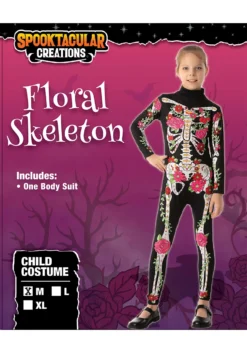 Floral Skeleton Costume For Girls -Forplay Shop girls floral skeleton costume alt 6