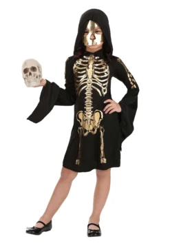 Girl's Gilded Skeleton Costume Dress