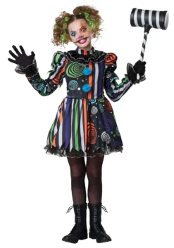 Neon Nightmare Clown Costume For Girls