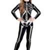 Metallic Silver Skeleton Costume For Kids