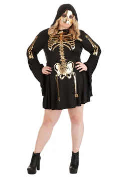 Women's Plus Size Gilded Skeleton Costume Dress