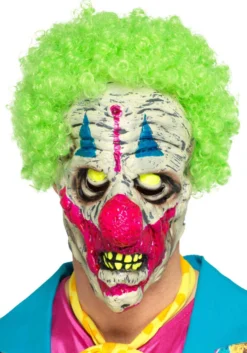 Smiffys UV Black Light Clown Adult Mask With Wig