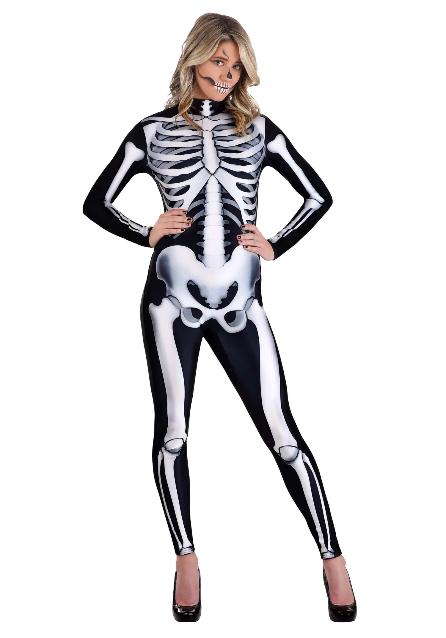 Skeleton Jumpsuit Costume For Women 1 Skeleton Jumpsuit Costume For Women