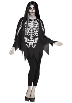 Fun World Women's White Bones Poncho Costume